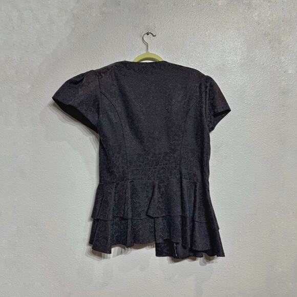 Virgo II Black Embroidered Floral Vintage Blouse Sz 16 - Picture 10 of 13